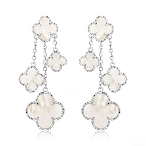 [Amore Jewelry]CLOVER EARRINGS WHITE MOP 4 MOTIFS SILVER