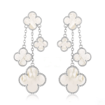 [Amore Jewelry]CLOVER EARRINGS WHITE MOP 4 MOTIFS SILVER
