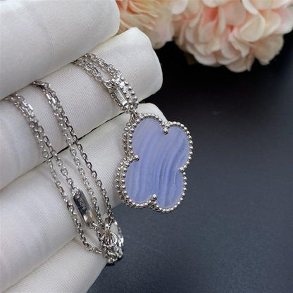 [Amore Jewelry]CLOVER SILVER CHALCEDONY BIG CLOVER NECKLACE