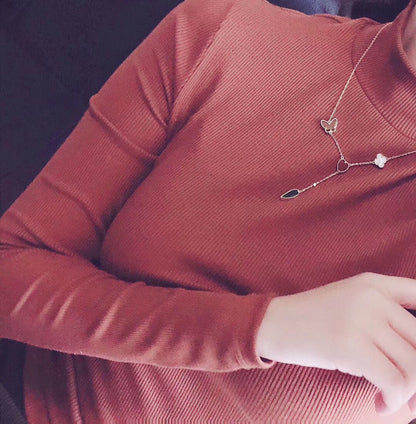 [Amore Jewelry]LUCKY SPRING 4 MOTIFS ROSE GOLD NECKLACE