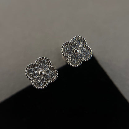 [Amore Jewelry]CLOVER MINI DIAMOND STUD EARRINGS